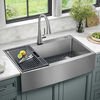 36” Retrofit Farmhouse Apron Front 16 Gauge Stainless Steel Single Bowl Kitchen Sink for Undermount / Drop-In Installation with Accessories